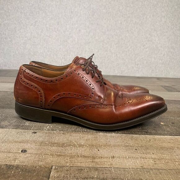 Magnanni Men’s Size 10.5 Tormo Wingtip Dress Shoes Brown Leather Embossed - Picture 1 of 11